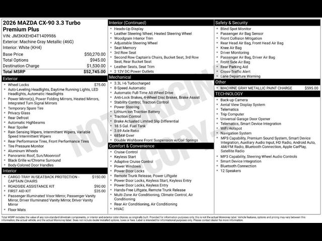 2026 Mazda Mazda CX-90 3.3 Turbo Premium Plus AWD